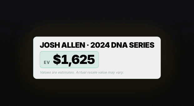 BreakersDNA hit overlay screenshot in demo mode: an identified card with its Estimated Value of $1,625 and the built-in disclaimer that values are estimates and actual resale value may vary.